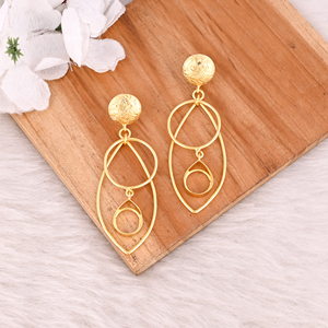 Pendientes Colgantes de Latón Antiguo para Mujer, Pendientes Geométricos Minimalistas, Pendientes Colgantes de Latón de Alta Calidad, Pedido al por Mayor - Product Image 2