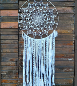Atrapasueños Boho, Dreamcather blanco personalizado atrapasueños para colgar en la pared decoración del hogar - Product Image 2