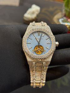 Montre en acier inoxydable blanc de luxe de haute qualité, mouvement mécanique glacé, édition limitée, moissanite, pour homme et femme, prix d'exportation - Product Image 2