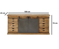 Meuble industriel vintage salle à manger buffet de rangement buffet avec portes coulissantes en métal