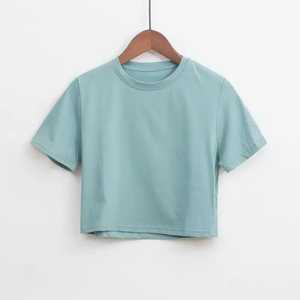 เสื้อยืดครอปผ้าฝ้าย100% สำหรับเด็กเสื้อยืดครอปสำหรับผู้หญิงเสื้อยืดคอกลมเปิดไหล่สีพื้นเซ็กซี่แนววินเทจ - Product Image 2