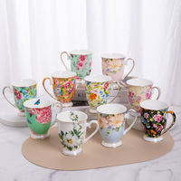Vente en gros de vaisselle en porcelaine fine européenne de 300 ml, de haute qualité, à motifs floraux, écologique, sans BPA, sans danger pour les aliments, compatible lave-vaisselle, logo personnalisé