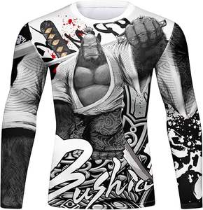 Custom BJJ Rash Guard Poliéster Transpirable Sublimación Impreso Alta calidad Diseño personalizado Rashguard Hombres Rash Guards para hombres - Product Image 4