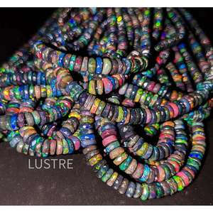 Perles Heishi en opale éthiopienne noire de 4-6 mm, en vrac, cristal naturel, forme pneu - Product Image 2