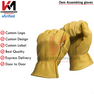 Gants en cuir de daim Tan pleine fleur pour hommes de qualité supérieure doux durables et chauds avec des gants d'assemblage de style doublure luxueux - Product Image 2