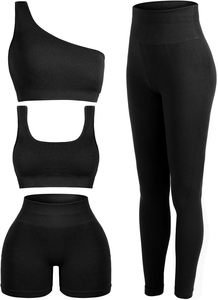 3 pièces de matériel de yoga léger spandex/nylon équipement d'entraînement haut pour soutien-gorge de sport à impact shorts de gym sublimation grande taille - Product Image 4