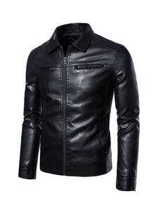 OEM conception personnalisée veste en similicuir vestes de moto pour hommes noir Jaqueta de Couro Masculina Outwear hommes manteaux en cuir PU - Product Image 5