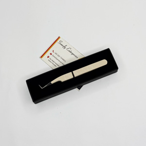 Meilleure qualité personnalisable fleur vente chaude fibre pointe extension de cils pince à épiler 90 degrés mince Kitty poignée conception coeur carré - Product Image 2