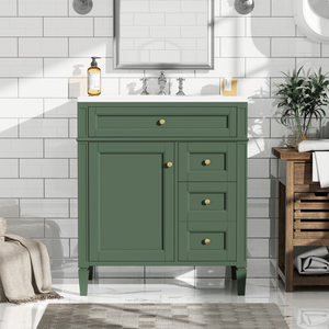 Modern Bathroom <b>Vanity</b> Ceramic Single Sink Ceramic Top Storage Cabinet Unit Set 30 Inch Floor Standing Combo brand new - Product Image 4