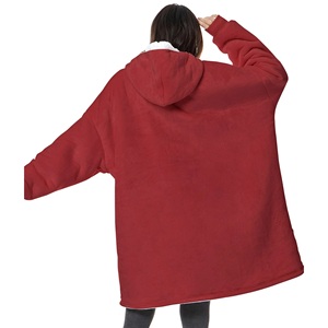 OEM ODM Couverture polaire Sherpa surdimensionnée Couverture à capuche portable pour l'hiver Poche avant unisexe pour se prélasser et offrir des cadeaux - Product Image 4