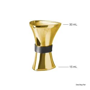 Gobelet en métal doré brillant personnalisé Double mesure Outil de barre de qualité alimentaire au design moderne - Product Image 5