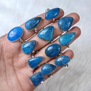 Increíble anillo de piedras preciosas de apatita de neón, anillo de apatita de neón para niñas, cabujones hechos a mano, lote de joyería, suministro de joyería a granel, anillo llamativo - Product Image 5