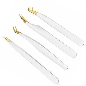 ชุดแหนบคิ้วพรีเมียม 4 ชิ้น สแตนเลสสตีล ปลายเฉียงโค้งมน สีขาวทอง ชุดอุปกรณ์เสริมความงาม - Product Image 1