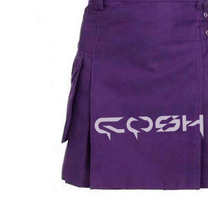 Kilts violets en coton moderne écossais de qualité supérieure avec détails et poches latérales Exportateur du Pakistan - Product Image 2
