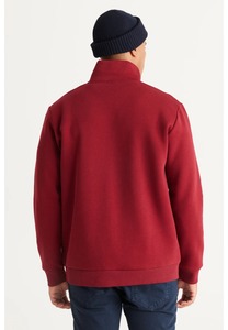 เสื้อสเวตเชิ้ตผู้ชายแบบซิป ¼ ตัว ยี่ห้อ Index Apparel สีแดงล้วน ทรงปกติ สวมใส่สบาย เหมาะสำหรับฤดูใบไม้ร่วง คอตั้ง ระบายอากาศได้ดี ผลิตจากผ้าถัก - Product Image 6