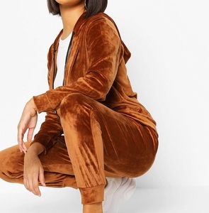 À la mode velours velours survêtements deux pièces fermeture éclair costume sueur élégant Yoga vêtements d'extérieur vente chaude grande taille ample respirant - Product Image 6