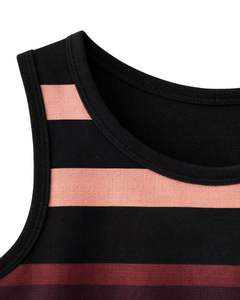 Camiseta sin mangas a rayas negras y marrones para hombre, personalizada por el fabricante, cuello redondo, informal, de verano, suave, transpirable, para gimnasio - Product Image 6