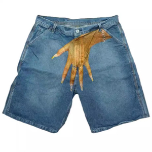 Hip Hop imprimé Denim Shorts hommes High Street marque de mode Shorts décontractés meilleur fournisseur 2025 - Product Image 3