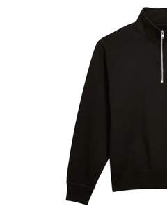 เสื้อสเวตเตอร์ขนแกะแบบสวมหัวมีซิปสำหรับผู้ชายเสื้อสวมหัวผ้าฝ้ายสีดำนุ่มใส่โลโก้ได้ตามต้องการ - Product Image 4