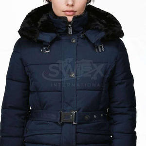 Parka d'hiver pour femme avec capuche et ceinture, imperméable et coupe-vent, veste d'extérieur, couleur personnalisée, parka avec ceinture pour femme - Product Image 5