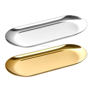 Plateau de service rectangulaire en acier inoxydable plaqué or parfait pour les bijoux décoratifs stockage de parfum plateau de service de luxe pour vanité - Product Image 3