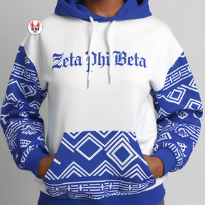 เสื้อฮู้ด Zeta phi Beta สีน้ำเงินพร้อมตัวอักษรผ้าคอตตอนนิ่มและกำมะหยี่สำหรับสมาชิกชมรมเสื้อผ้ากรีกที่มีสไตล์ - Product Image 1