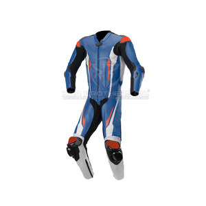 Combinaison en cuir de moto de style course avec coutures renforcées et panneaux ventilés Combinaison en cuir de moto - Product Image 2