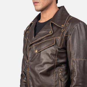 เสื้อแจ็คเก็ตไบค์เกอร์แบบกลับด้านได้ ยี่ห้อ Vincent Brown ทำจากหนังวัวแท้และหนังแกะ  แบบมีซิป กันน้ำ  ไซส์ XS ถึง 6XL รับผลิตแบบ ODM - Product Image 6