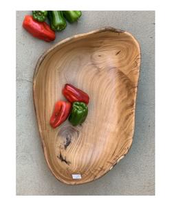 Plateau de service en bois Antique de forme irrégulière, plateau de service en bois naturel Vintage de couleur délavée pour Restaurant - Product Image 1