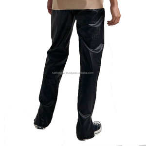 Pantalon en similicuir noir à la mode pour hommes Pantalon Slim Fit avec poches et fermeture éclair pour Streetwear - Product Image 5