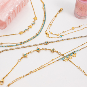 Pulsera J&D Charm <span class=keywords><strong>de</strong></span> Acero Inoxidable Chapada en <span class=keywords><strong>Oro</strong></span> <span class=keywords><strong>de</strong></span> 18K con Circonita, Cadena Fina Minimalista Hecha a Mano - Product Image 3
