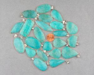 Handmade Amazonite <b>Crystal</b> <b>Pendants</b> Multi-Shape Minimal Necklace Jewelry Solid Brass Silver Plating Fashion <b>Pendants</b> Charms - Product Image 2