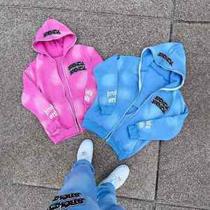 Streetwear d'hiver personnalisé survêtement ensemble de jogging vintage sweat à capuche zippé délavé à l'acide pantalon de survêtement évasé jambe droite survêtement hommes 100% - Product Image 3