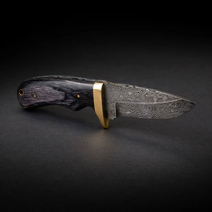 Couteau à désosser en acier Damas personnalisable, motif goutte de pluie, manche OEM, lame pleine soie à pointe tombante, pour la chasse et le désossage, avec étui en cuir - Product Image 2