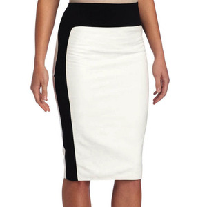 2025 Custom New Design Stretchable-Formal Leather <strong>Skirt</strong> For Women <strong>Black</strong> and <strong>White</strong>-Contrast Slim-Fit <strong>Skirt</strong> Made By Pakistan