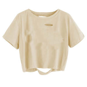 Camiseta Corta Deportiva de Algodón 100% de Alta Calidad con el Mejor Servicio OEM, Camiseta Corta Sexy y Holgada para Mujer, Logotipo Personalizado - Product Image 2