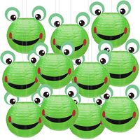 12 lanternes en papier en forme de grenouille, décoration de fête d'anniversaire de grenouille, lanterne verte de 10 pouces, cadeau de fête, kit de bricolage, cadeau pour la maternelle