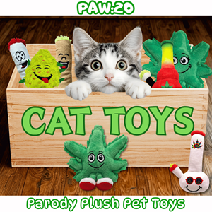 Lil' Mary Jane, adorable peluche parodique en forme de feuille de cannabis avec herbe à chat, jouet pour chat et peluche décorative pour étagère, 6 pouces - Product Image 6