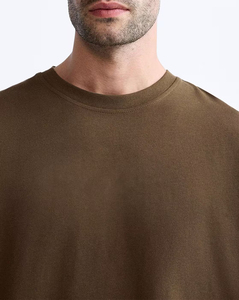 T-shirt pour homme en coton biologique 100% 260GSM, coupe classique, tricoté, logo imprimé en transfert thermique 3D personnalisé, épaules tombantes - Product Image 6