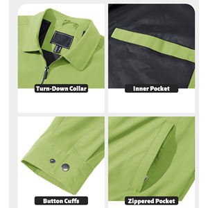 Chaqueta Cortavientos Personalizada al por Mayor para Hombre, Impermeable, con Cuello Alto Flexible y Cremallera, Corte Regular Relajado, Chaqueta Clásica - Product Image 2