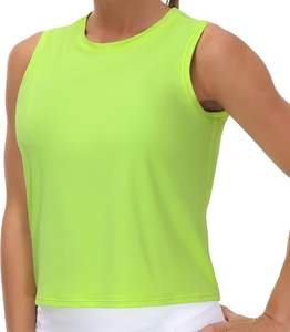 Tops de entrenamiento sin mangas de secado rápido informales para mujer Tela de punto de seda helada con decoración de logotipo - Product Image 1