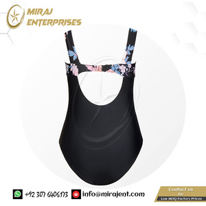 ตัดกลับชุดว่ายน้ํา Monokini ชุดว่ายน้ําใหม่ Beachwear วางคอชุดว่ายน้ําลายดอกไม้สีดําสําหรับผู้หญิงเซ็กซี่ - Product Image 6