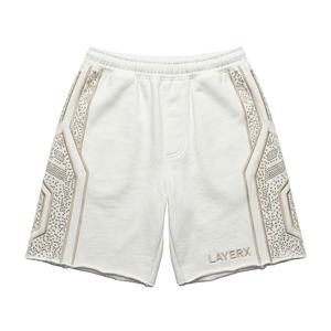 Custom Y2K Heavyweight Rhinestone Bermuda <b>Shorts</b> <b>Women</b> Streetwear Raw Hem Regular Fit Casual Half Pants <b>White</b> Polyester/Cotton - Product Image 1