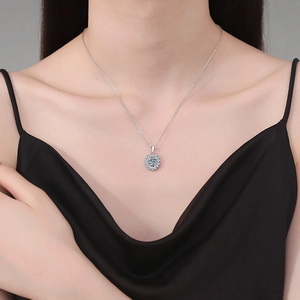 Collar con Colgante de Piedra Moissanita de 1 Quilate con Diseño de Halo en Forma de Huevo de Paloma, Plata de Ley 925, Multicolor, Elegante - Product Image 6