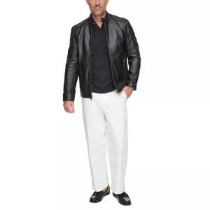 Veste en cuir pour homme de qualité supérieure avec col montant en toile, logo sur le devant, imperméable, coupe-vent, respirante, nouveau design tendance - Product Image 3