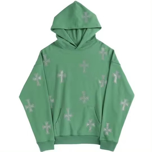 Sweat à capuche zippé vintage en strass surdimensionné personnalisé poids lourd 100% coton Streetwear en éponge française pour l'hiver - Product Image 5