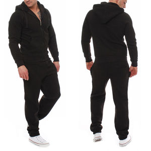 High Quality <b>100</b>% Cotton Custom Pullover Sweat Suits for Men Breathable Solid Pattern Track Suits Winter Jogging Set - Product Image 4