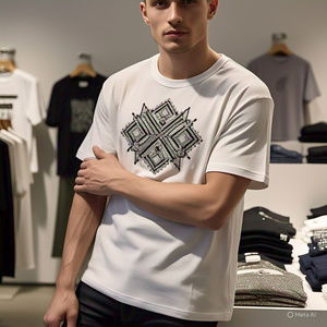 Camiseta de hombre con lavado ácido para camisetas de color sólido bordadas de talla grande de gran tamaño para hombre, camisetas Vintage para hombre - Product Image 4