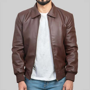 Veste d'hiver en cuir véritable pour homme de haute qualité, col rabattu, fermeture éclair, coupe-vent et respirante, fabriquée au Pakistan - Product Image 3