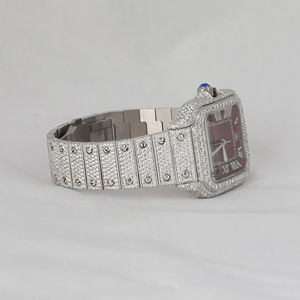 Montre pour homme de style antique, haute qualité, quartz personnalisé, cadran numérique, luxe, diamant moissanite, style hip hop, bling, glacé, rose - Product Image 5